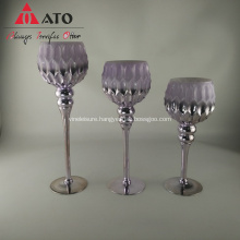 Electroplate Light Purple/Silver Glass Candle Holder Wedding/Dinning Table Decorating Candle Holder